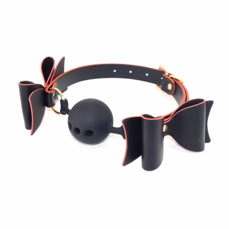 Black and red bow gag