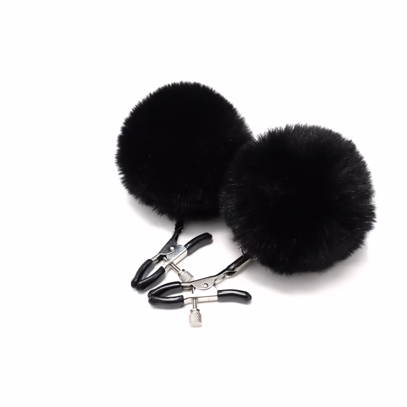 Black plush classic nipple clamps