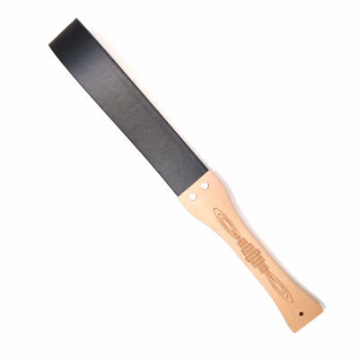 Leather-handled wooden racket