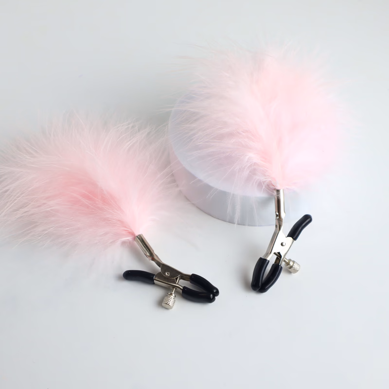 Pink Feather Nipple Clips