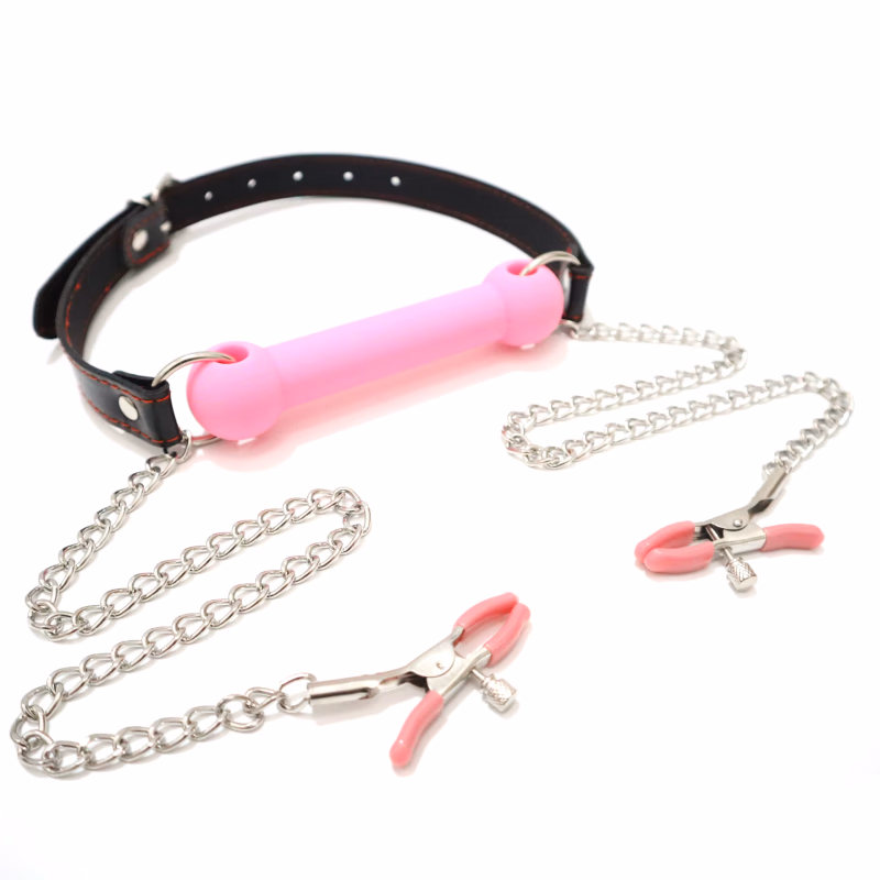 Pink bone gag nipple clamp