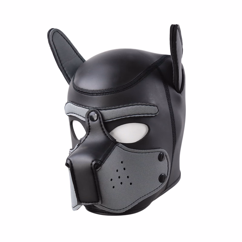 New dog head mask, black/grey - size L