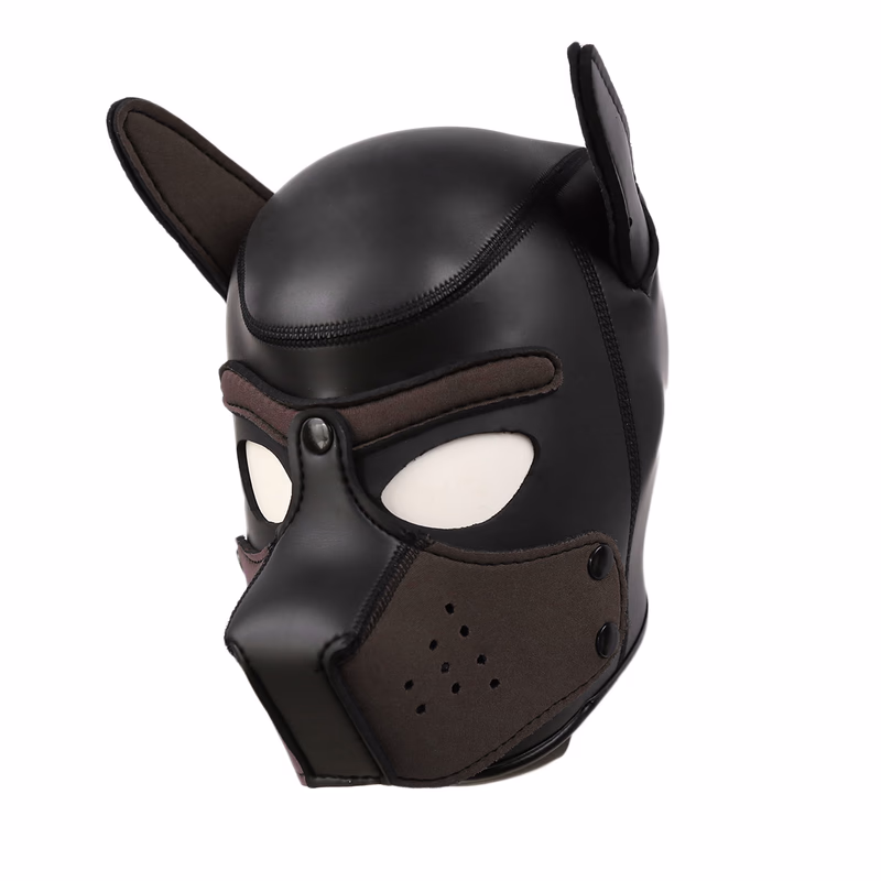 New dog head mask, black coffee - size L