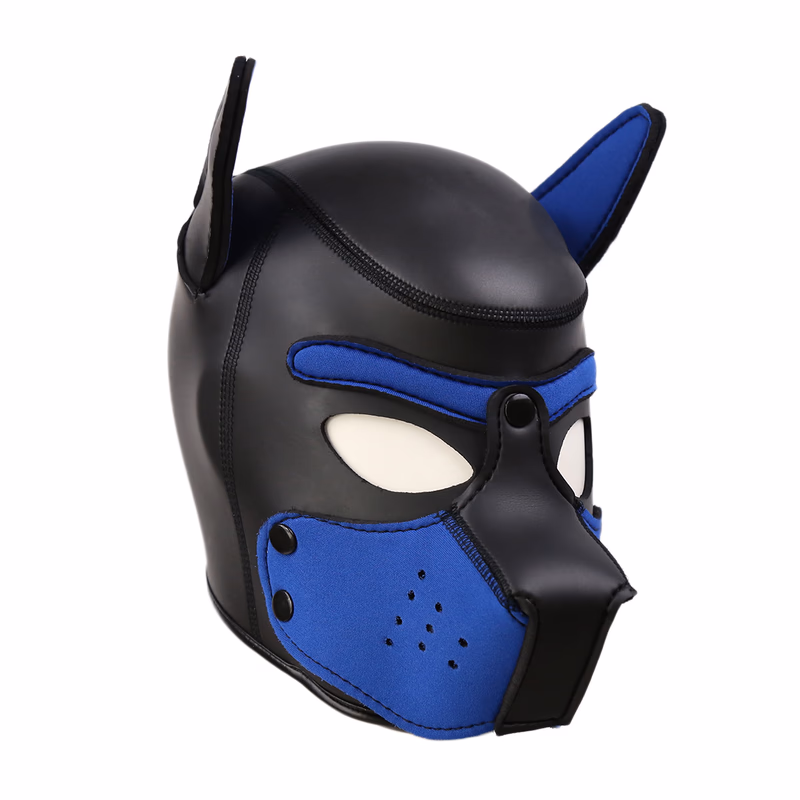 New dog head mask, black and blue - size L