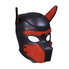 New dog head mask, black and red - size L