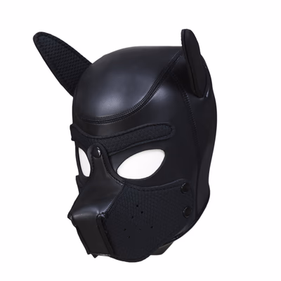 New dog head mask, pure black - size L