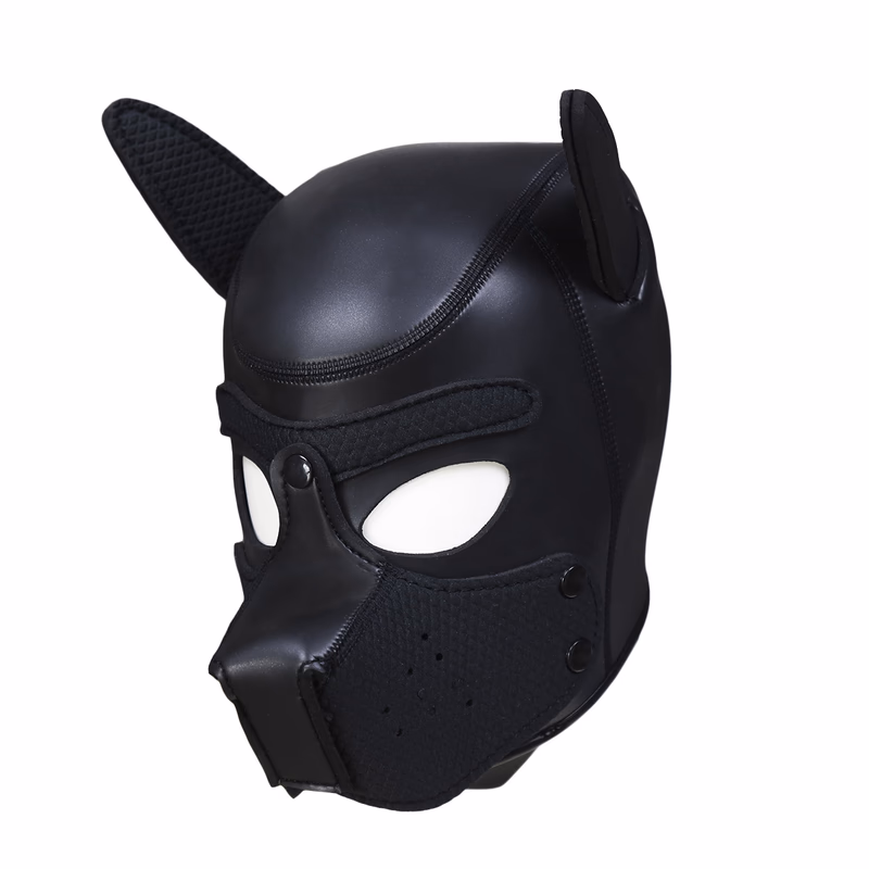 New dog head mask, pure black - size L