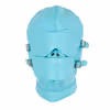 Leather sky blue + black solid gag headgear