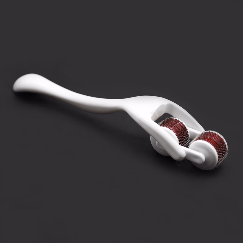 White handle with red wolf-tooth scroll wheel