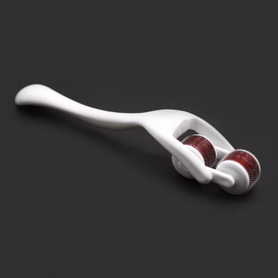 White handle with red wolf-tooth scroll wheel