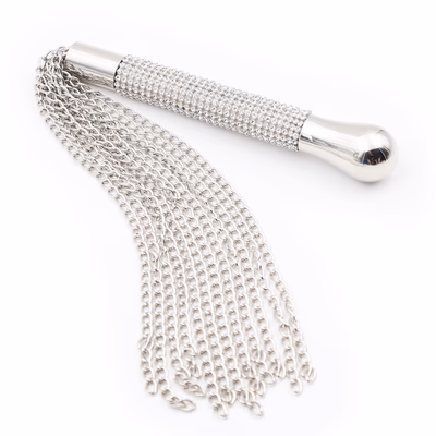 Metallic silver iron chain whip