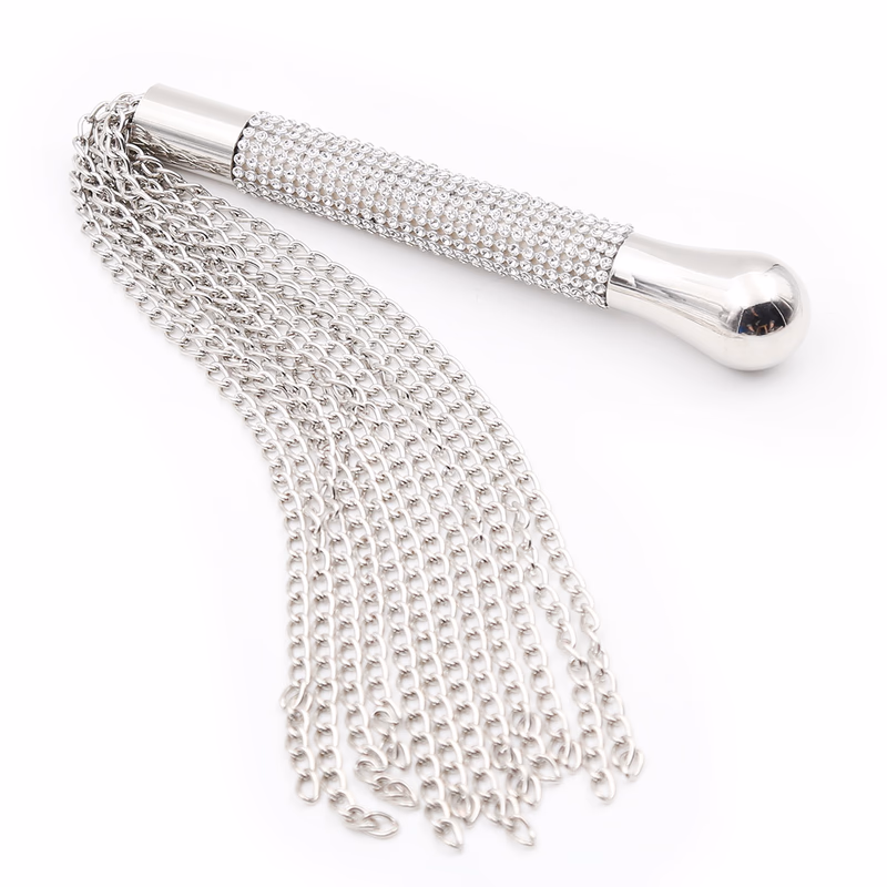 Metallic silver iron chain whip