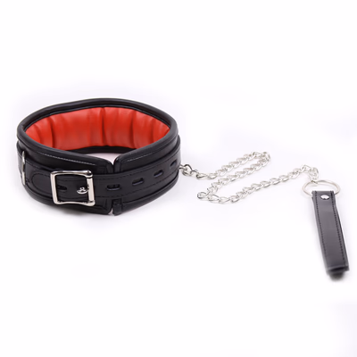 Sponge neck brace with black and red edging and buckle