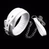 Locking edging soft leather belt iron chain traction white