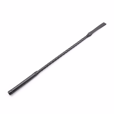 Plain leather whip, black, 55cm