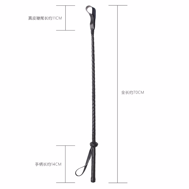 Genuine leather pointer with wristband, black, 70cm