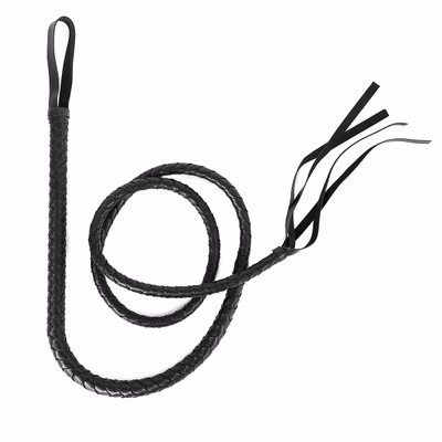 1.9-meter black extended leather whip