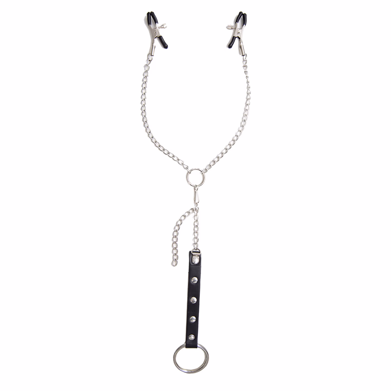Short breast clip with penis ring