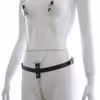 Black leather chain panties with nipple clamps