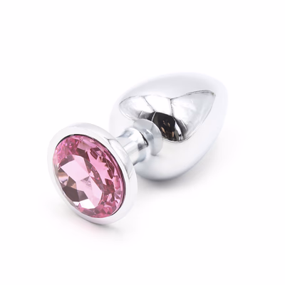 Jewel-colored metal anal plug, pink
