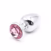 Jewel-colored metal anal plug, pink