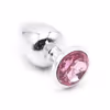 Jewel-colored metal anal plug, pink