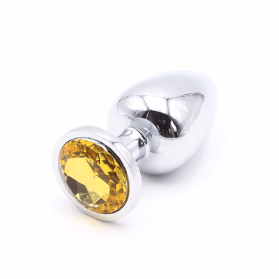Gem-colored metal anal plug, yellow