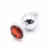 Gem-colored metal anal plug, red