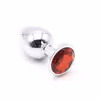 Gem-colored metal anal plug, red