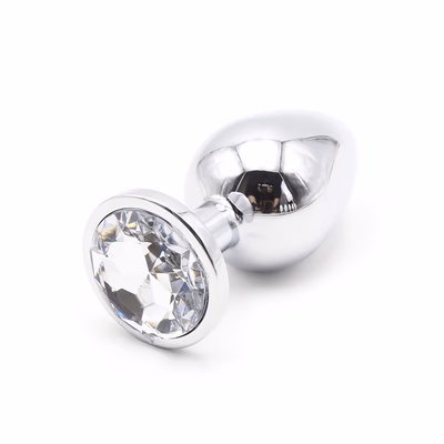 Gem-colored metal anal plug, white