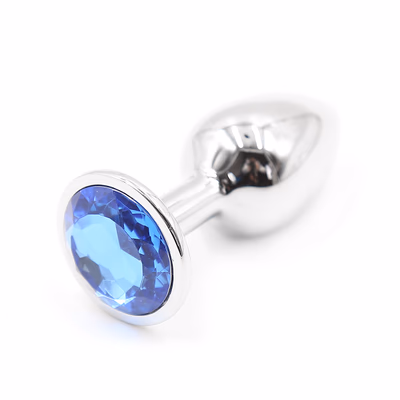 Gem-colored metallic anal plug, deep blue