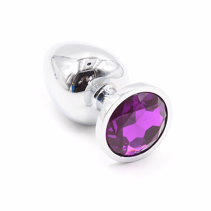 Gem-colored metallic anal plug, deep purple