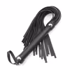 Black leather short whip with silver studs
