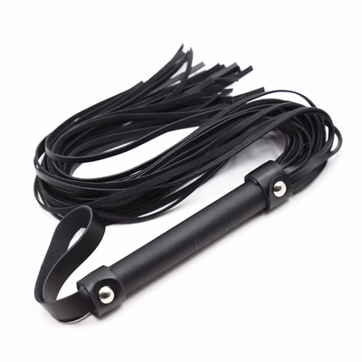 Black double-studded leather whip