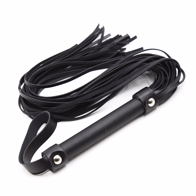 Black double-studded leather whip