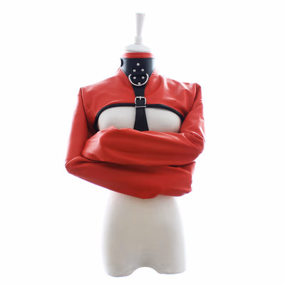 Leather bondage straitjacket, red