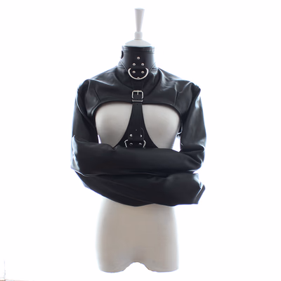 Leather bondage straitjacket, black
