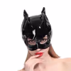 Black shiny leather head with exposed cat head