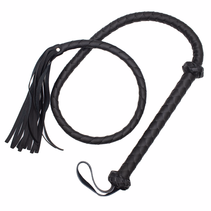 Leather Queen Whip - Black