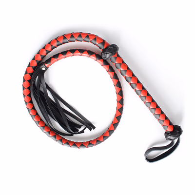Leather Queen Whip - Red and Black