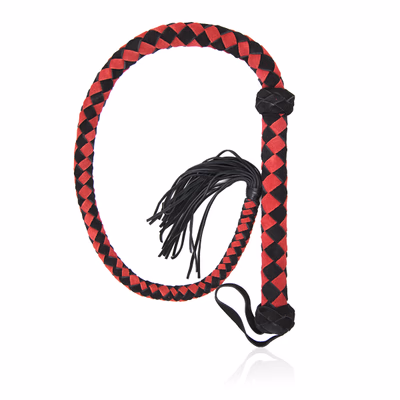 Genuine Leather Queen's Whip - Red and Black