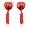 Tassel-shaped nipple covers with sequins, all red