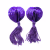 Tassel-shaped nipple covers with sequins, all purple