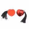Tassel heart-shaped nipple covers with sequins, red and black tassels