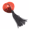 Tassel heart-shaped nipple covers with sequins, red and black tassels