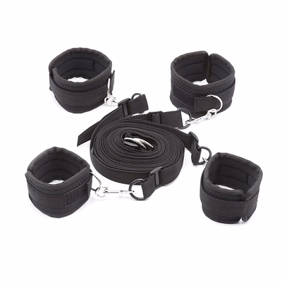 All black - mesh trim, eye mask not included.