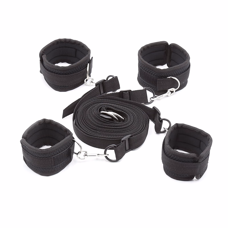 All black - mesh trim, eye mask not included.