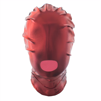 Red patent leather vented elastic headgear