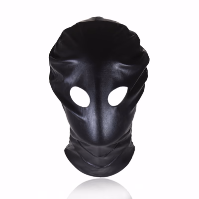 Black patent leather elastic balaclava