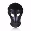 Black patent leather elastic balaclava